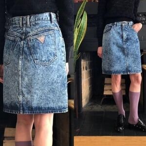 VINTAGE Guess by Marciano Vintage Distressed Denim High Rise Mini Skirt